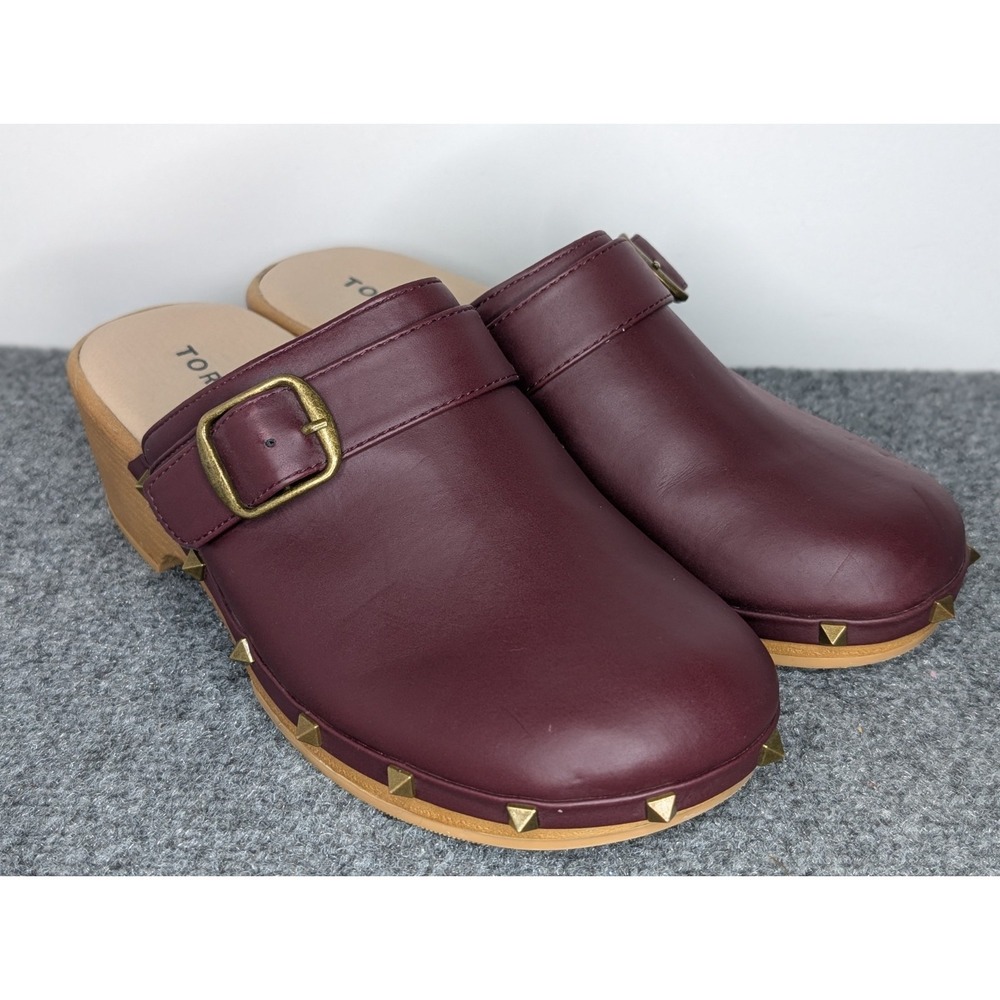 Torrid Women's Size 6.5 WW Burgundy Clogs Studded 2" Heel Slide On